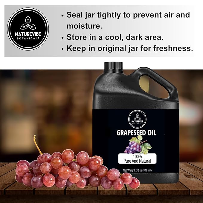 Naturevibe Botanicals Grapeseed Oil 32 Ounces | 100% Pure and Natural | Great for Skin Care and Hair Care-VivaGrace Women