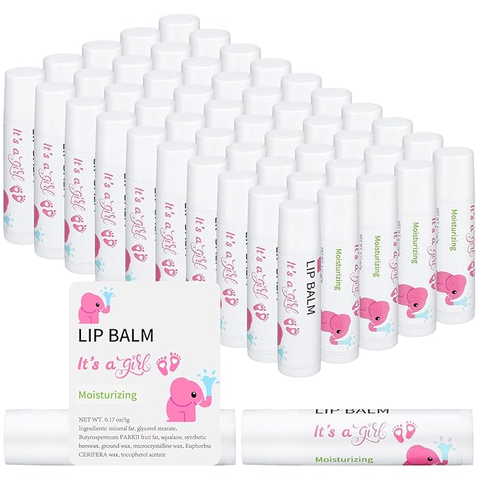 50 Pcs Pink Elephant Favors Baby Shower Lip Balm Party Supplies Bulk for Girls Guests It's a Girl Baby Shower Gifts Gender Reveal Favors Prizes Souvenirs Winners Thank You Appreciation Gifts-VivaGrace Women