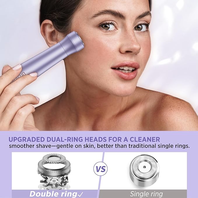 Electric Razor for Women Body: Rechargeable Painless Electric Shaver for Bikini Face Body Legs Underarms - 3-in-1 Blade and Rotary Shaving Head (Purple)-VivaGrace Women