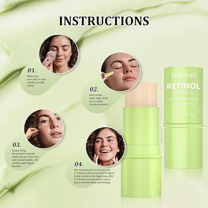 Retinol Eye Cream Brightening Eye Stick Anti-aging Eye Cream for Dark Circles and Puffiness Dark Circles Under Eye Treatment Under Eye Cream Puffy Eyes Treatment Firm Eye Bags Treatment for Men Women-VivaGrace Women