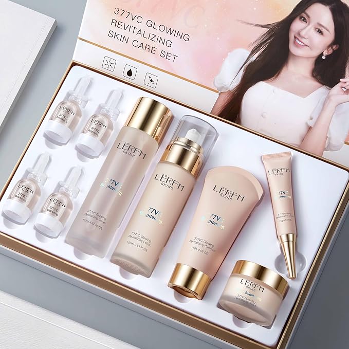 AESTHTANY LERFM Moisturizing Brightening Aloe Face Skin Care Set Hyaluronic Serum Skin Care Set | Radiant, Youthful Skin Alcohol-Free Hypoallergenic Cleanse, Recondition and Puri (377- Nine piece set)-VivaGrace Women