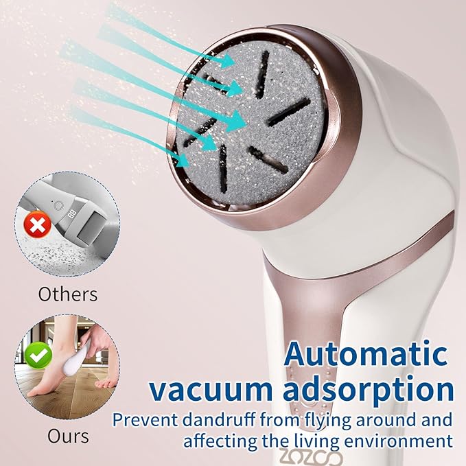 Electric Foot Callus Remover with Dander Vacuum, Rechargeable Waterproof Professional Portable Pedicure Tool, 3 Roller & 2 Speeds Electric Foot File Kit for Care of Dead Skin,Chapped,Callus,Cracks-VivaGrace Women