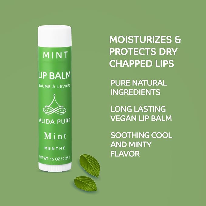 Mint Lip Balm Collection, Vegan Lip Balm Set, Beeswax Free, with Avocado Oil, Organic Jojoba Oil, and Vitamin E, Natural Moisturizer for Dry, Chapped Lips, 3 Tube Set-VivaGrace Women