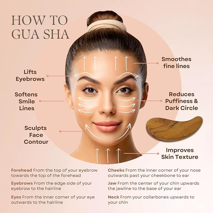 Teak Wood Gua Sha Facial Tool for Face and Body Massage, Anti-Aging Reduce Puffiness Wrinkles Shape Jawline Skincare Routine Treatment, Wooden Gua Sha Massager with Travel Pouch for Gift Set-VivaGrace Women