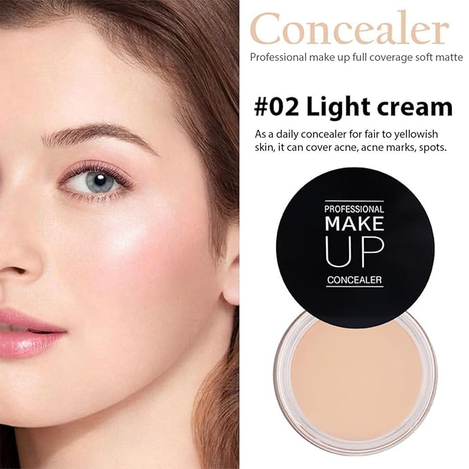 7 Color Solid Concealer Full Coverage Correcting Cream Concealer Waterproof Long-lasting Under Eye Concealer for Dark Circles Color Corrector Pro Concealer (Color 02)-VivaGrace Women