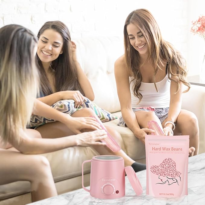 Hard Wax Beads for Hair Removal, Yovanpur 10.5oz Wax Beans for Sensitive Skin and Brazilian Waxing with 10pcs Wax Sticks (Cherry-Blossom)-VivaGrace Women