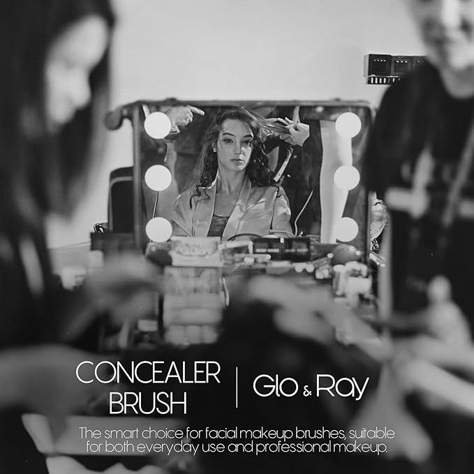 GLO&RAY Concealer Brush Under Eye - Makeup Brush Angled Flat Teardrop, Nose Contour for Powder Pro Concealing Blending for Liquid & Cream Cosmetic, Foundation Brushes Small With Dust Cover (White)-VivaGrace Women
