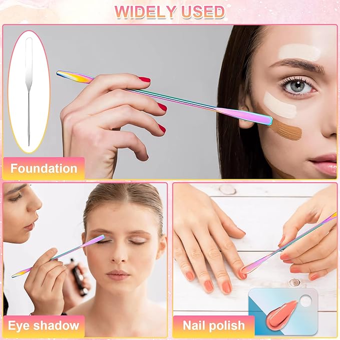 Makeup Spatula Korean Set, Senbos Professional Acrylic Makeup Palette with 2 Pcs Spatula Tool, Tray Apply for Foundation Eye Shadow Lipsticks Nail Art Pigment Blending Set with Leather Covers-VivaGrace Women