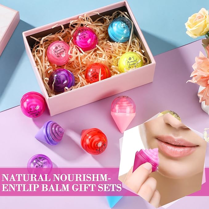 48 Pcs Ice Cream Party Decorations Lip Balm New School Classroom Gift for Preschool Toddler Back to School Exchange Party Favors Fruit Taste Lip Care Gift Birthday Gift Moisturizing Lip Balms-VivaGrace Women