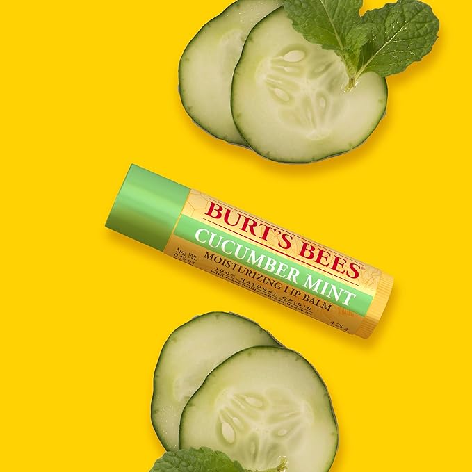 Burt's Bees Lip Balm - Original Beeswax, Cucumber Mint, Watermelon & Sweet Mandarin, With Responsibly Sourced Beeswax, Tint-Free, Natural Origin Treatment, 4 Tubes, 0.15 oz.-VivaGrace Women