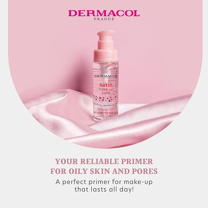 Dermacol - Satin Makeup Base, Matte Face Primer for Wrinkles and Pores, Transparent Makeup Primer for Oily Skin & Dry and Combination Skin, Easy to Blend Pore Filling Primer, No Preservatives, 30 mL-VivaGrace Women