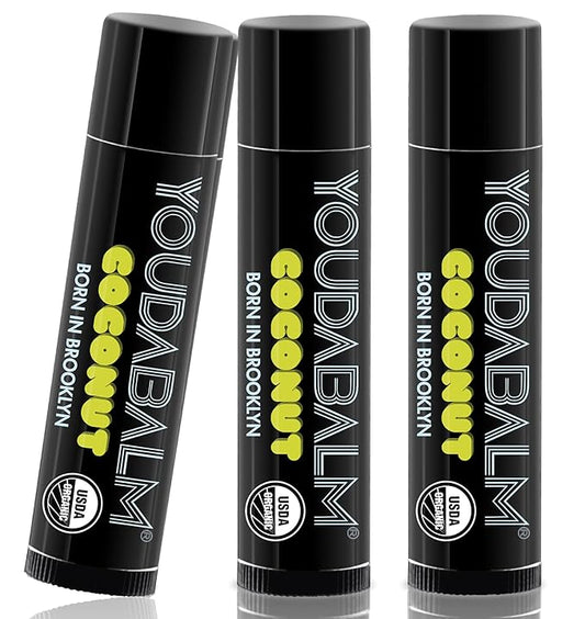 Organic Lip Balm, Coconut Flavor - 100% Natural Lip Moisturizer, USDA Certified - Lip Balm for Dry, Cracked Lips (3 Pack)-VivaGrace Women