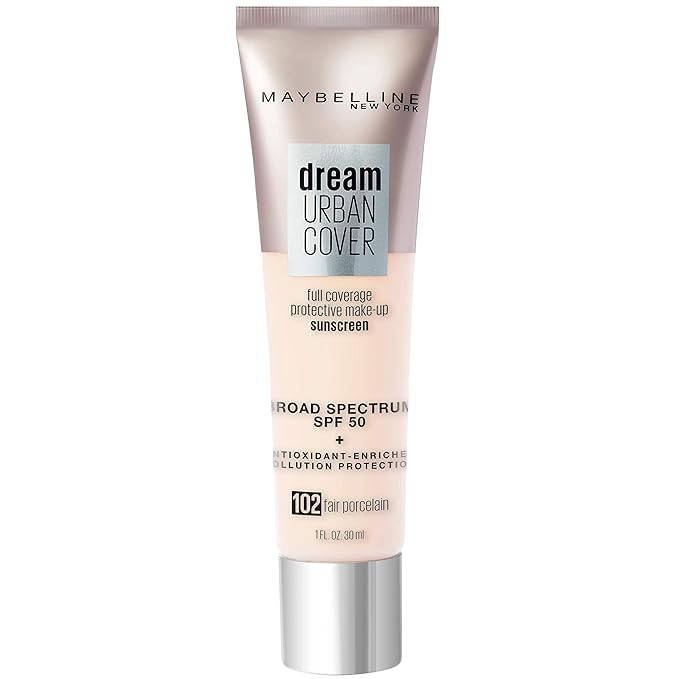 Maybelline Dream Urban Cover Flawless Coverage Foundation Makeup, SPF 50, Fair Porcelain-VivaGrace Women