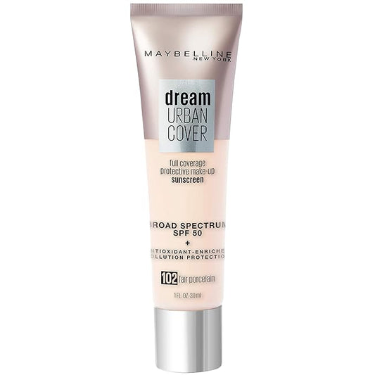 Maybelline Dream Urban Cover Flawless Coverage Foundation Makeup, SPF 50, Fair Porcelain-VivaGrace Women