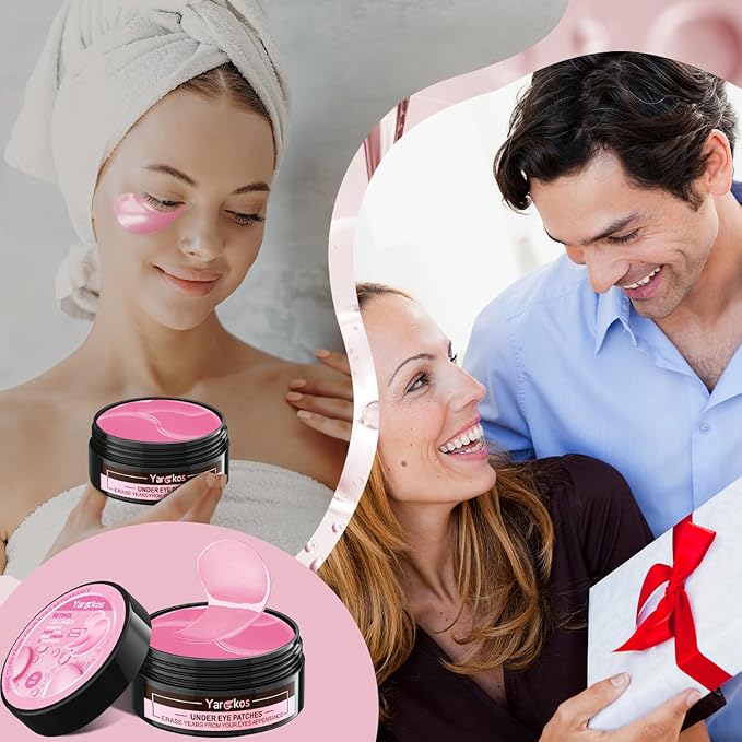 2 Packs 60 Pcs Under Eye Patches, 24K Gold+Pink, 30 Pairs Women Undereye Mask for Puffy Eyes Dark Circles Treatment, Men Collagen Gel Pads Hydrating for Eye Bags Puffiness Wrinkle, Beauty Skin Care-VivaGrace Women