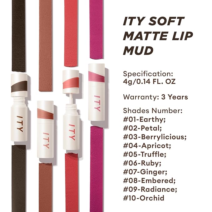 ITY Velvet Matte Finish Lip Stain-Mousse Textured Lip Clay, Red Shade, Conceals Lip Lines, Rich Pigment Lip Tint Lipsticks, 0.14 oz (4g) in Ginger, Embered.-VivaGrace Women