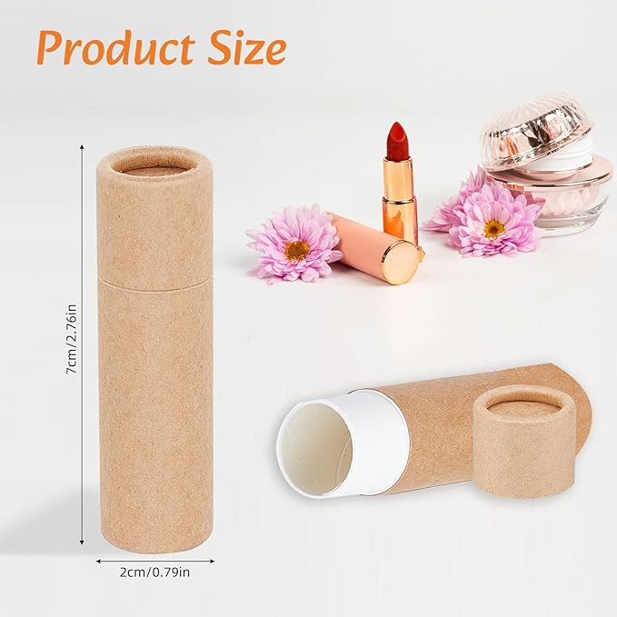 NICENEEDED 10 PCS Paperboard Lip Balm Tubes Set, Refillable Paper Lipstick Tube, Round Cardboard Empty Lip Gloss Container for DIY Lip Gloss Balm and Chapsticks-VivaGrace Women