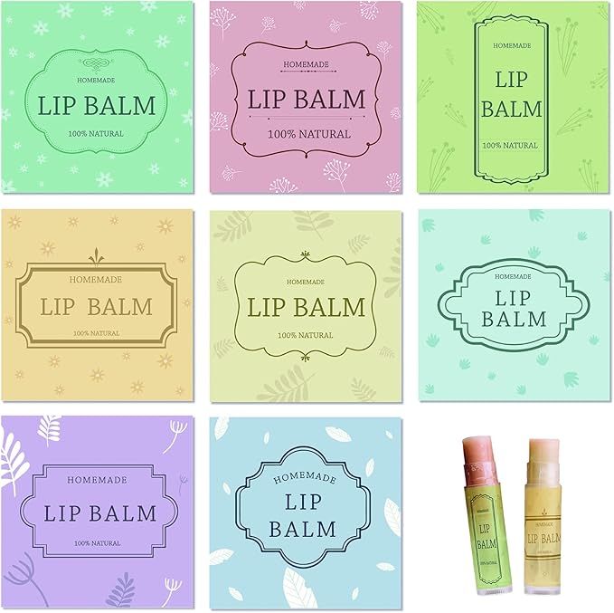 CRASPIRE Lip Balm Labels 80pcs Homemade Lip Balm Labels 2” Clear Lip Balm Labels for Tubes Printable Waterproof Lip Balm Stickers Labels for Lip Balm Handcream Candle Container（British Style-Color）-VivaGrace Women
