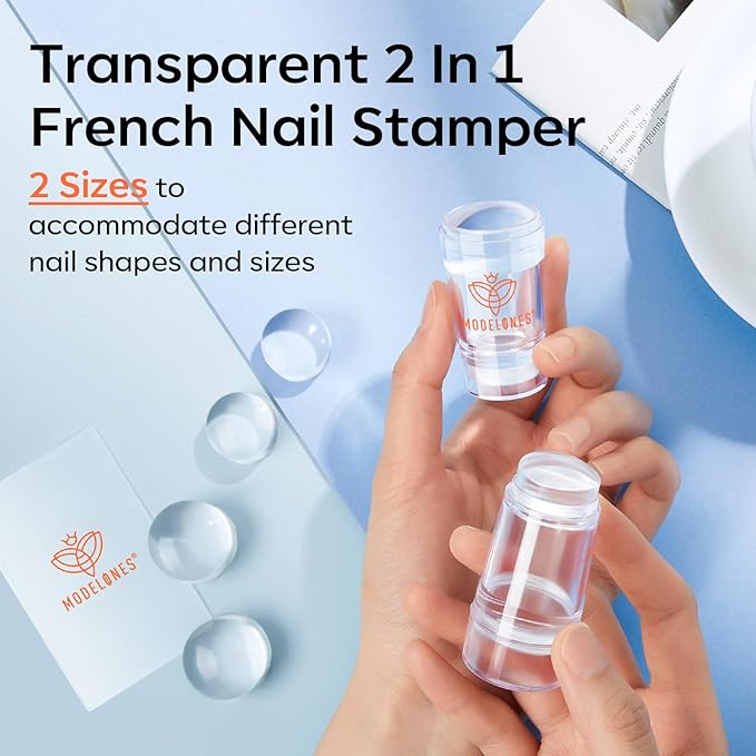 Modelones French Tip Tool- 6 Pcs Nail Stamp French Manicure Kit Suitable for DIY Together with Gel Nail Polish Art Tips Printing Tool Kit-VivaGrace Women