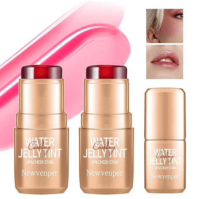 2PCS Jelly Blush Stick, Multi-Purpose Lip & Cheek Stick, Waterproof jelly tint, Moisturizing Cooling Water Jelly Tint Long Lasting cheek stain & lip tint for Women and Girls 01#-VivaGrace Women