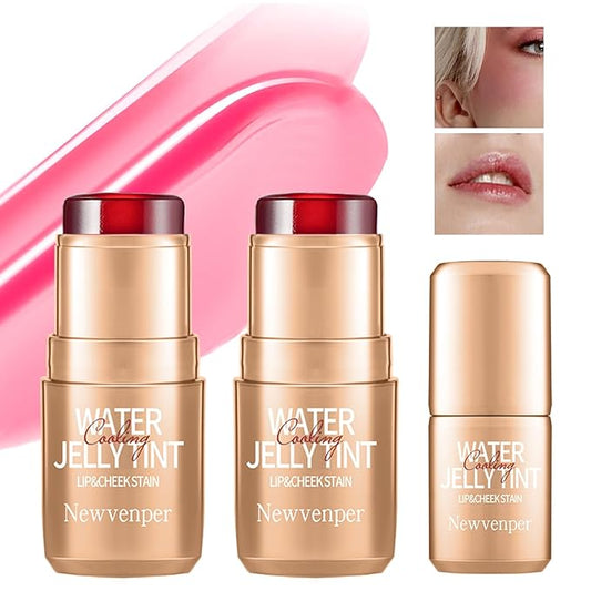 2PCS Jelly Blush Stick, Multi-Purpose Lip & Cheek Stick, Waterproof jelly tint, Moisturizing Cooling Water Jelly Tint Long Lasting cheek stain & lip tint for Women and Girls 01#-VivaGrace Women