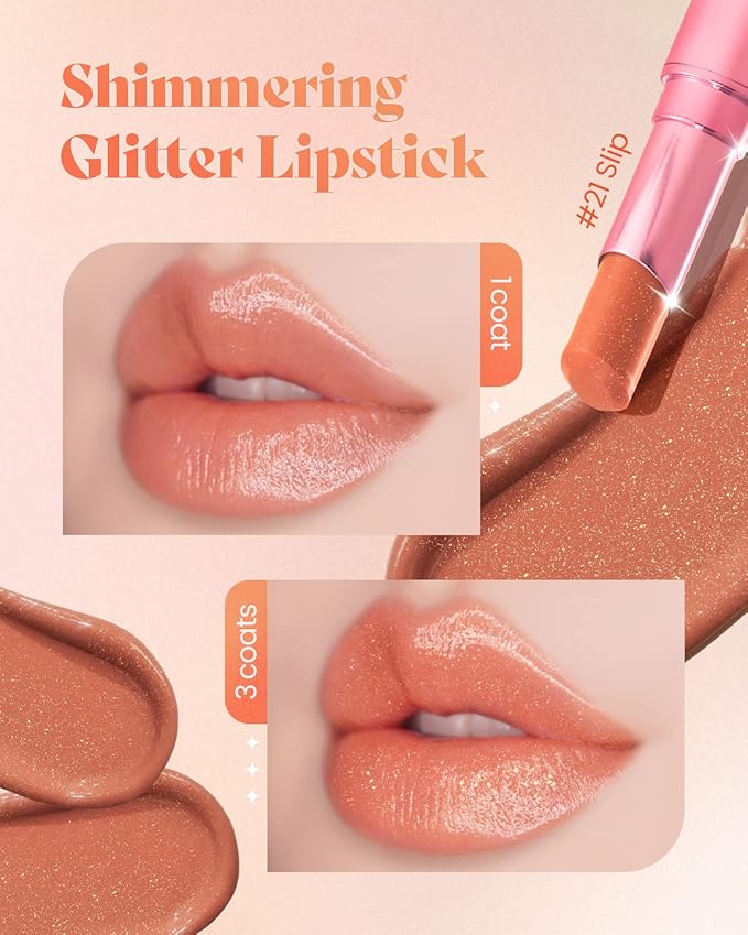 AMTS Tinted Lip Balm - Slip | Hydrating Glitter Lipstick | Pearl Shimmering Daily Lip Makeup for dry, cracked, chapped lips | korean beauty Moisture Lip Tint-VivaGrace Women