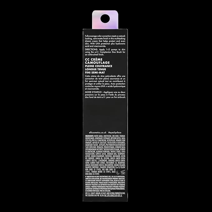 e.l.f. Camo CC Cream, SPF 30 Color-Correcting Medium-To-Full Coverage Face Foundation, Delivers An Airbrushed Finish, Vegan & Cruelty-Free, Deep 530 W-VivaGrace Women