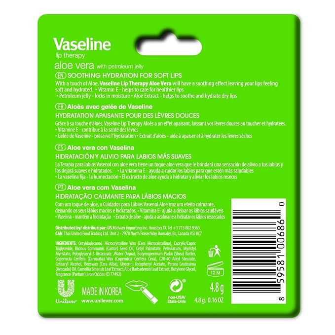 Vaseline Aloe Fresh Lip Therapy Stick- .16 oz-VivaGrace Women