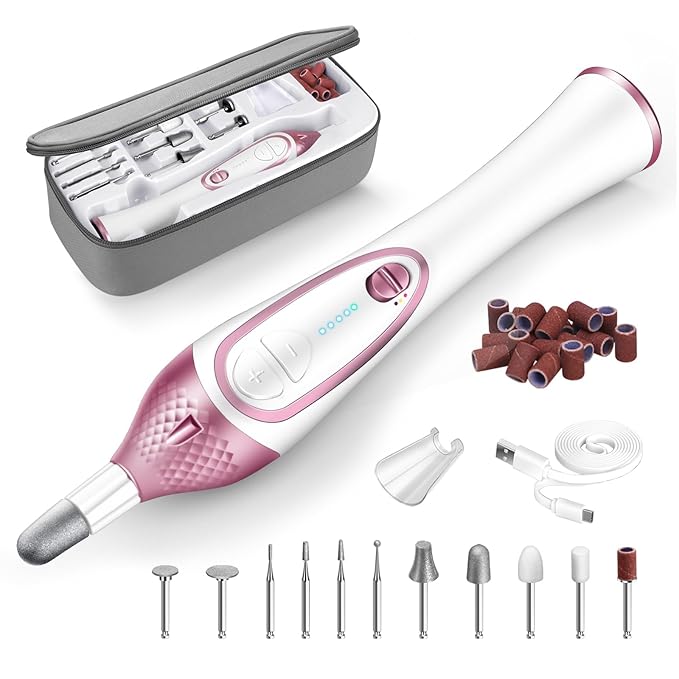 36-Piece Professional Manicure Pedicure Kit-Cordless Electric Nail File Kit,20000RPM, 11Pcs Bits,4 Speed,Rechargeable Pedicure Tool for Feet,Hand Foot Care Nail Drill Tool for Nail Grind Trim Polish-VivaGrace Women