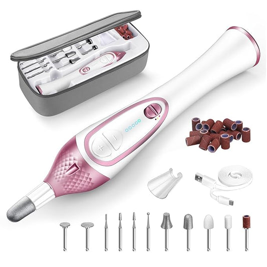 36-Piece Professional Manicure Pedicure Kit-Cordless Electric Nail File Kit,20000RPM, 11Pcs Bits,4 Speed,Rechargeable Pedicure Tool for Feet,Hand Foot Care Nail Drill Tool for Nail Grind Trim Polish-VivaGrace Women