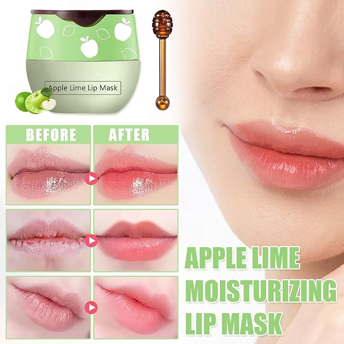4PCS Bee Lip Balm Honey Pot, Honey & Strawberry & Watermelon&Apple Lime Lip Mask, Lip Balm for Dry Cracked Lips, Lip Scrubs Exfoliator & Moisturizer, Hydrating Lip Balm Honey Lip Balm-VivaGrace Women