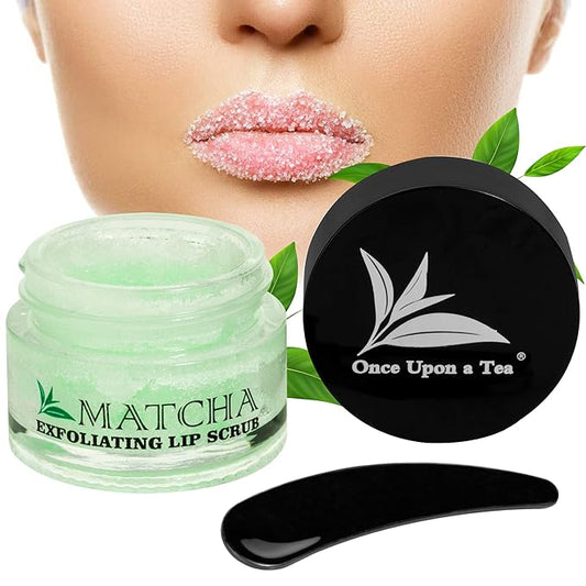 Exfoliating Green Tea Matcha Sugar Lip Scrub, Hydrating Treatment for Dry, Chapped & Cracked Lips, Best Peeling Solution For Plump, Younger Looking Lips, Lip Polish-VivaGrace Women
