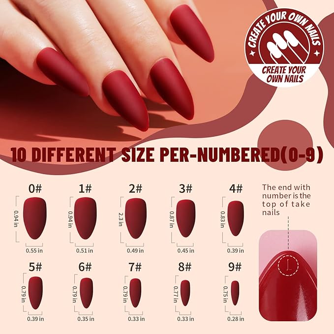 Teenitor Almond Press On Nails, 12 Color Press On Nails Almond, 288Pcs Matte Press On Almond Nails Glue On Nails Almond Shape Press On Nails Medium Length Almond Fake Nails