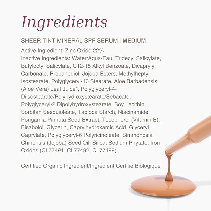 Mineral Fusion Face Serum, Sheer Tint Mineral SPF Serum, 1 Fl Oz, Medium, Tinted Broad Spectrum SPF 50 Mineral Sunscreen, Sheer Coverage, Lightweight & Dewy Finish for Glowing, Protected Skin-VivaGrace Women