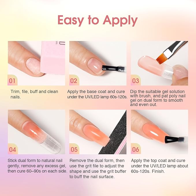 ROSALIND 8PCS Poly Nail Gel Kit with Mini Nail Lamp Clear Nude Purple Brown Poly Extension Gel Kit Mini Starter Kit-VivaGrace Women