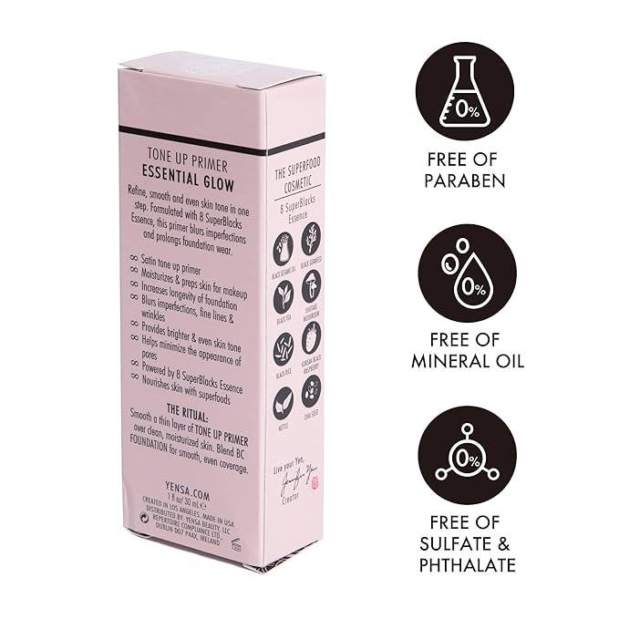 YENSA Tone Up Primer Essential Glow - Clean Superfood Formula with 8 Skin-Loving Ingredients - Minimizes Pores, Fine Lines & Wrinkles - Lightweight Satin-Sheen Finish-VivaGrace Women