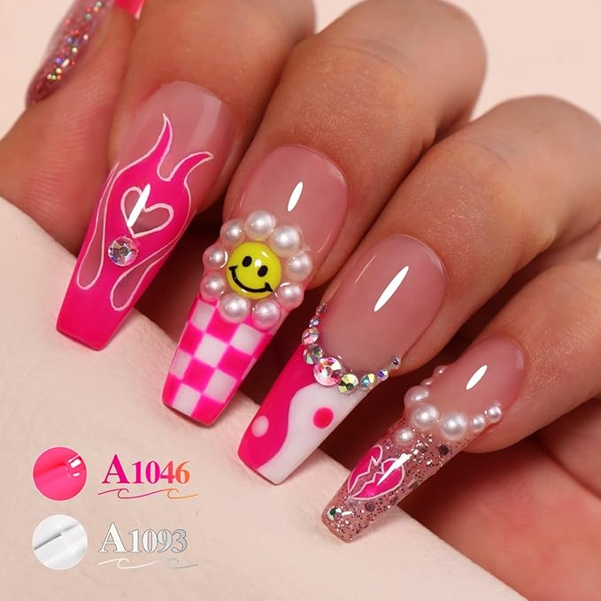 Double Rhythm 0.50 OZ Translucent Gel Polish Same Color Same Bottle Sheer Pastel Neutral Natural Milky 15 ML Jelly UV Nail Art DIY at Home (Cherry Rose-A1046)-VivaGrace Women