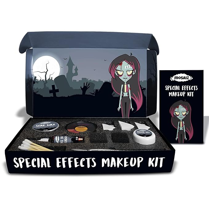 SFX Makeup Kit, Special Effects Makeup Kit with Fake Blood and Scar Wax, Makeup Sponges and Skin Spatula, Zombie Makeup Kit-VivaGrace Women