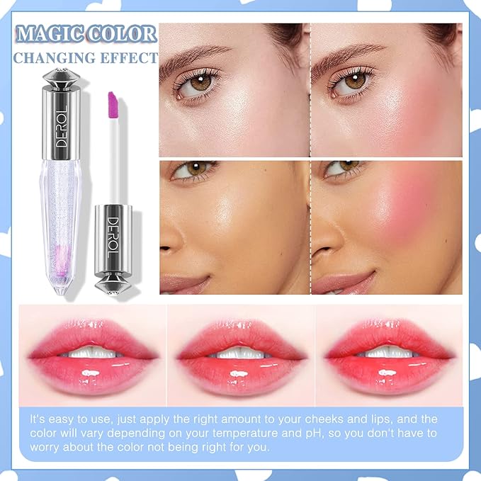 Color Changing Clear Liquid Blush for Cheeks and Lips, Moisturizing Multi-use Rouge Blush Gel, Magic Tinted Balm Waterproof Transparent Cream Liquid Blush, Glossy Shiny Finish Korean Blush Makeup -5ml-VivaGrace Women
