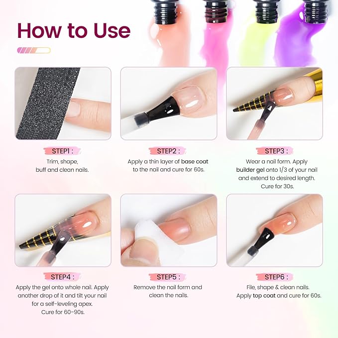 JODSONE Builder Gel Nail Kit with U V Light Base Top Coat 21 Colors High Shine Builder Gel and 100 PCS Extension Stickers-VivaGrace Women