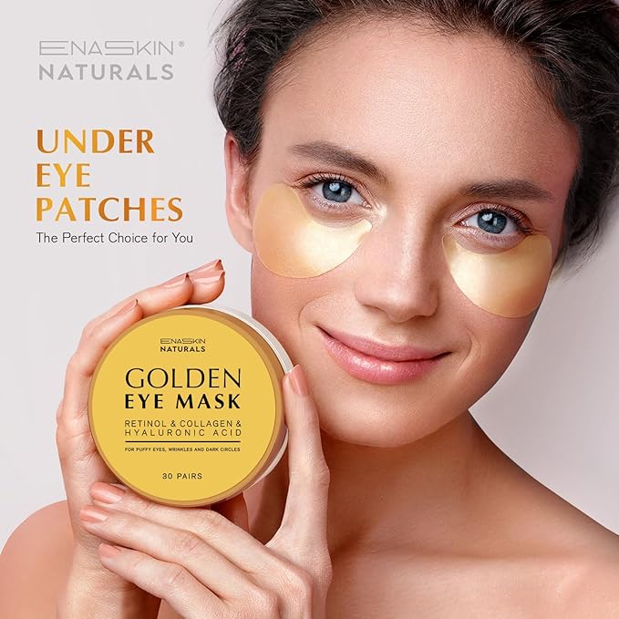 Enaskin Naturals Under Eye Patches Dark Circles Under Eye Masks for Puffiness - 24K Gold Eye Gel Pads Retinol Collagen Hyaluronic Acid Moisturizing & Reducing Wrinkles (24K Gold)-VivaGrace Women