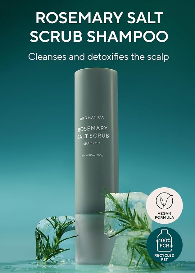 AROMATICA Rosemary Salt Scrub Shampoo - Hair Loss Korean Scalp Detox Shampoo with Rosemary Scalp Oil | Scalp Exfoliator with Salt Scrub for Oily Scalp | Sulfate Free, Silicone Free (10.5 oz / 300g)-VivaGrace Women