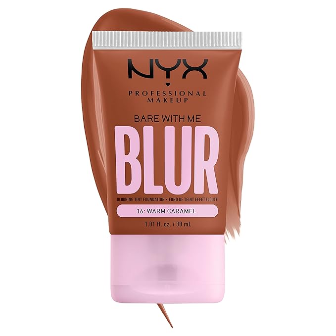 NYX PROFESSIONAL MAKEUP Bare With Me Blur Skin Tint Foundation Make Up with Matcha, Glycerin & Niacinamide - Warm Caramel-VivaGrace Women