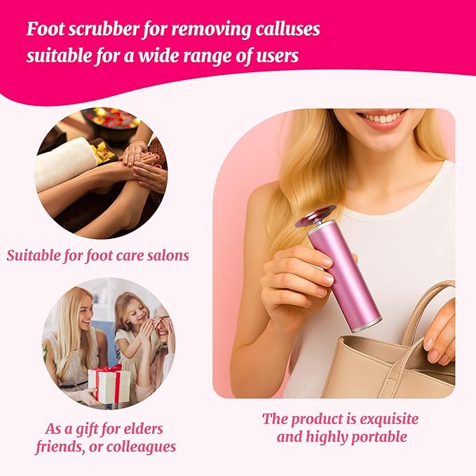 Electric Foot Callus Remover with 80pcs Sandpape Discs, Professional 800RPM Aluminum, Callus Remover for Feet Pedicure Tool for Dead Skin and Calluses, Stepless Speed Control Foot File 2 in 1-VivaGrace Women