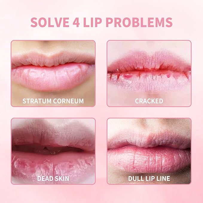 Lip Scrub, Lip Scrubs Exfoliator & Moisturizer,Lip Scrub for Dark Lips,Natural Sugar Lip Scrub with Lip Brush,Repair Cracked Lips,Chapped Lips (Peach)-VivaGrace Women