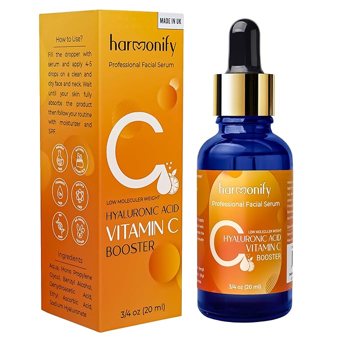 Hyaluronic Acid Serum for Face with Vitamin C, Brightening Serum, Pure, Hydrating Serum to Plumb Skin, Reduce Fine Lines, Wrinkles and Dark Spots, Low Molecular Weight [0.75 oz]-VivaGrace Women