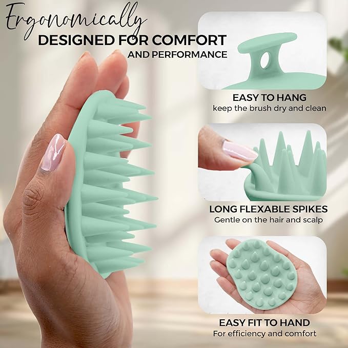 Fiora Naturals Scalp Massager Shampoo Brush - Silicon Scrubber & Exfoliator for Dandruff Removal and Hair Growth, Brush for Wet & Dry Hair, for Men, Women, Kids - BPA Free-VivaGrace Women