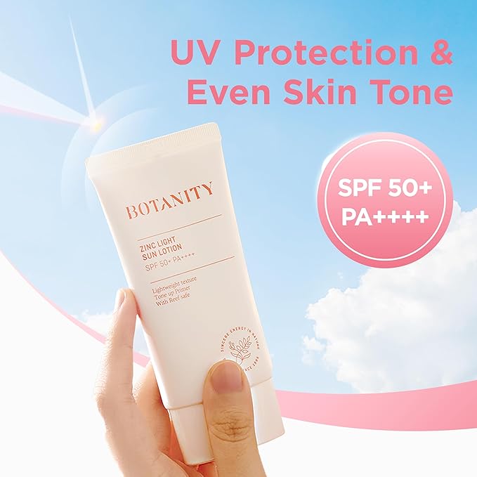 Zinc Sun Lotion - UV Protection, SPF 50+ PA ++++, Even skin tone, Lightweight & Hydrating formula, Non-Greasy, Korean Skincare, All Skin Types, 1.7 fl oz (50ml)-VivaGrace Women