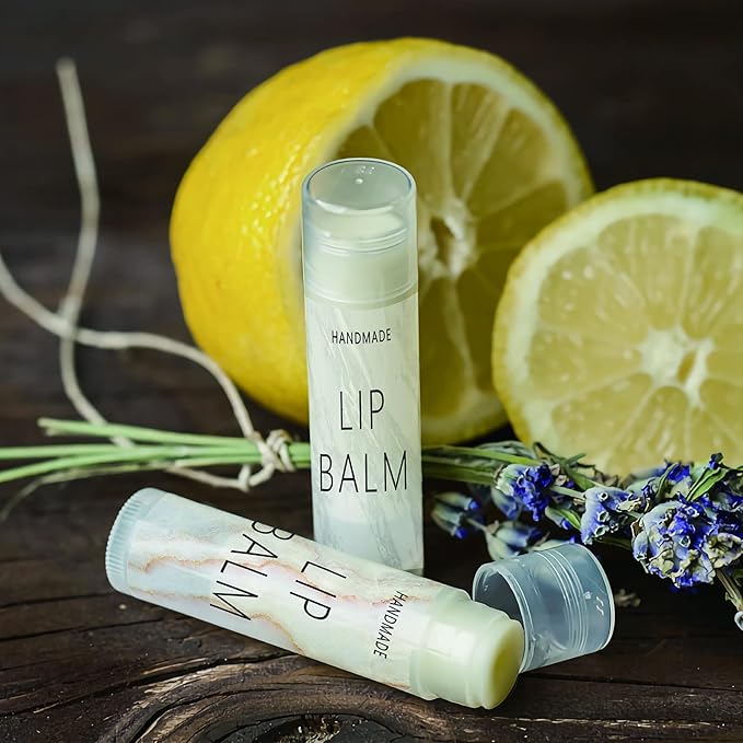 CRASPIRE Lip Balm Labels 80pcs Homemade Lip Balm Labels 2” Clear Lip Balm Labels for Tubes Printable Waterproof Lip Balm Stickers Labels for Lip Balm Handcream Candle Container（Marble Pattern）-VivaGrace Women