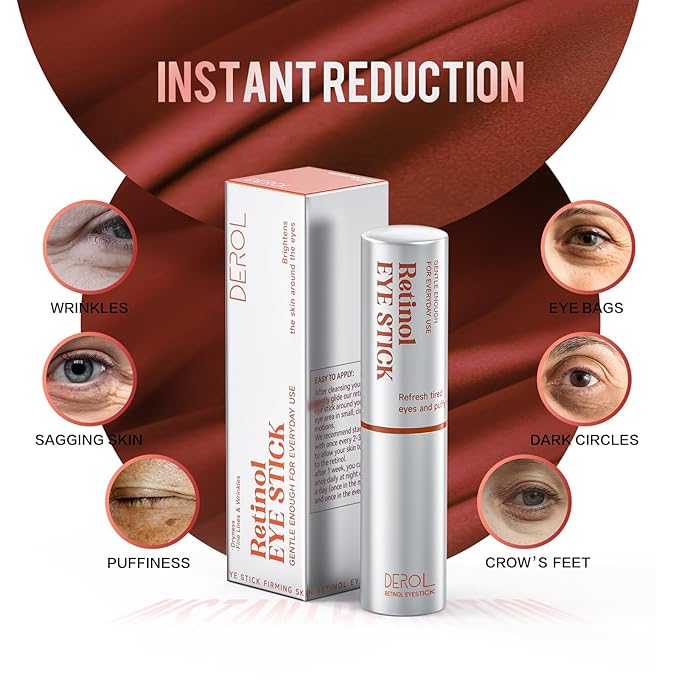 Retinol Eye Cream,Anti Aging Eye Cream, Retinol Eye Stick for Dark Circles and Puffiness Bags Treatment, Eye Balm Instantly Brighten,Under Eye Cream,Eye Cream for Wrinkles,Reduces Fine Lines-VivaGrace Women